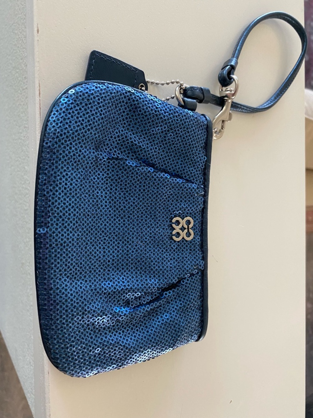 Sequined Navy Wristlet Clutch- Coach Brand - Vintage